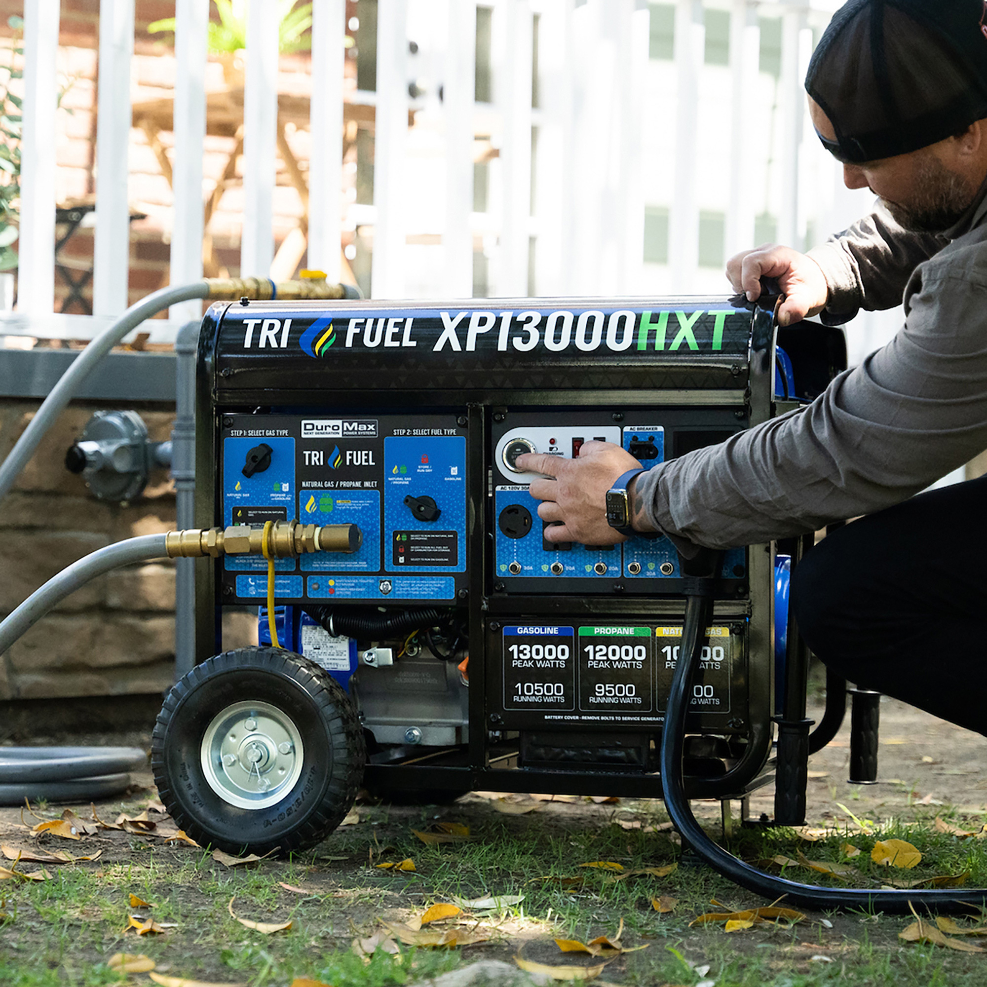 DuroMax Portable Tri-Fuel Generator with CO Alert — 13,000 Surge Watts, 10,500 Rated Watts, Electric Start, Model# XP13000HXT 2