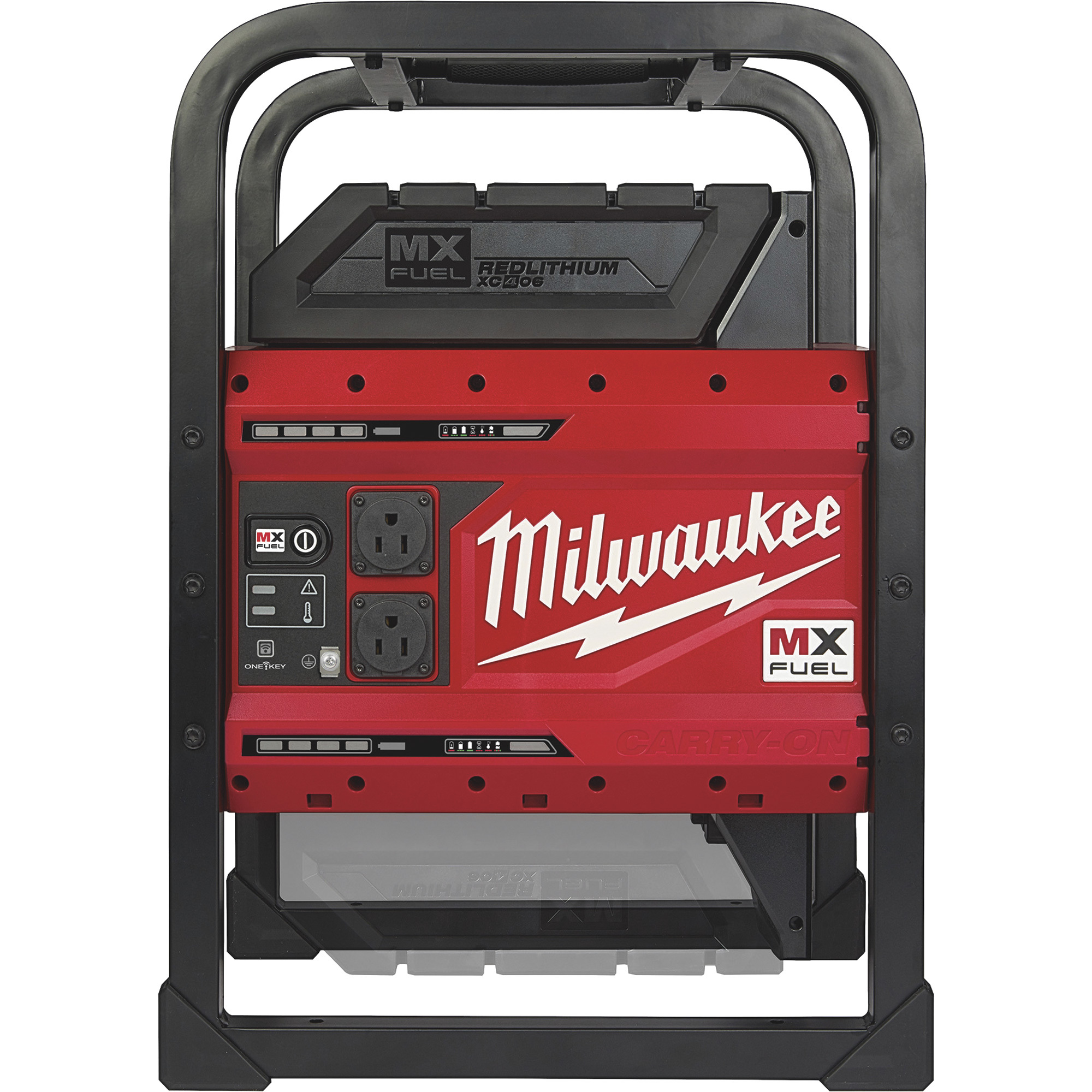 Milwaukee MX FUEL Carry-On Power Supply Kit — 3600 Peak Watts, Pure Sine Wave, 2 Batteries Model# MXF002-2XC 1 Milwaukee MX FUEL Carry-On Power Supply Kit — 3600 Peak Watts, Pure Sine Wave, 2 Batteries Model# MXF002-2XC
