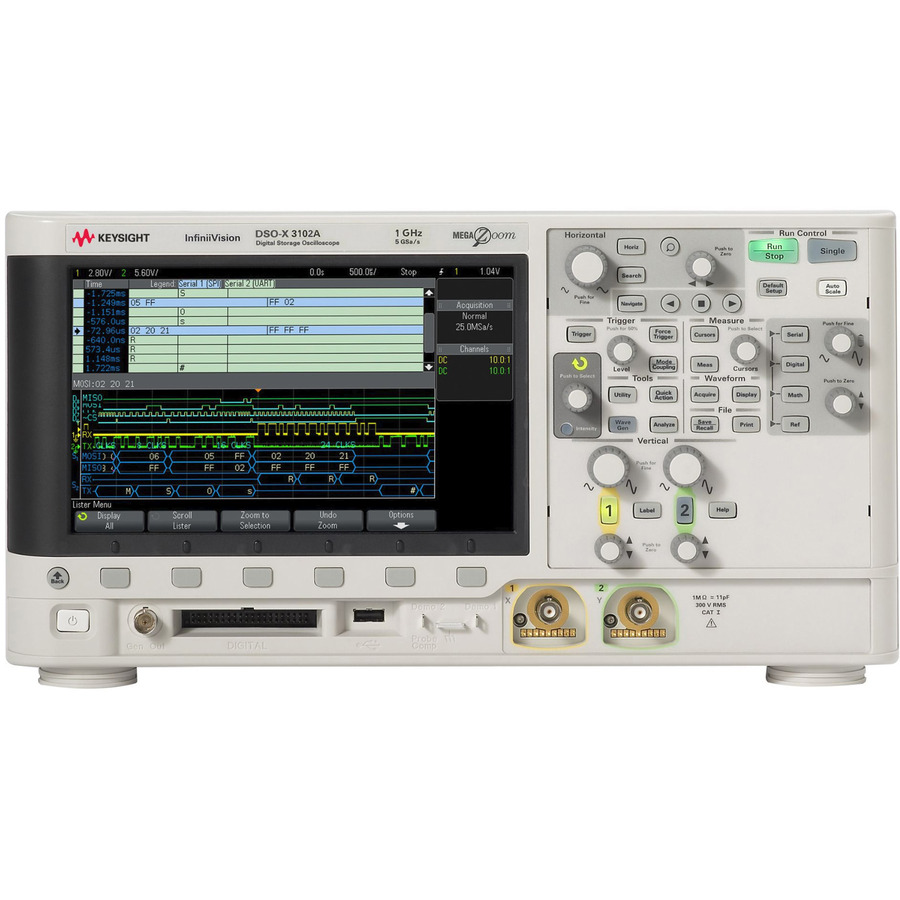 Keysight DSOX3102A: 2-Channel, 1 GHz, 2 Mpts, 5 GS/s Digital Oscilloscope with WaveGen and 3000 X-Series 1 Keysight DSOX3102A: 2-Channel, 1 GHz, 2 Mpts, 5 GS/s Digital Oscilloscope with WaveGen and 3000 X-Series