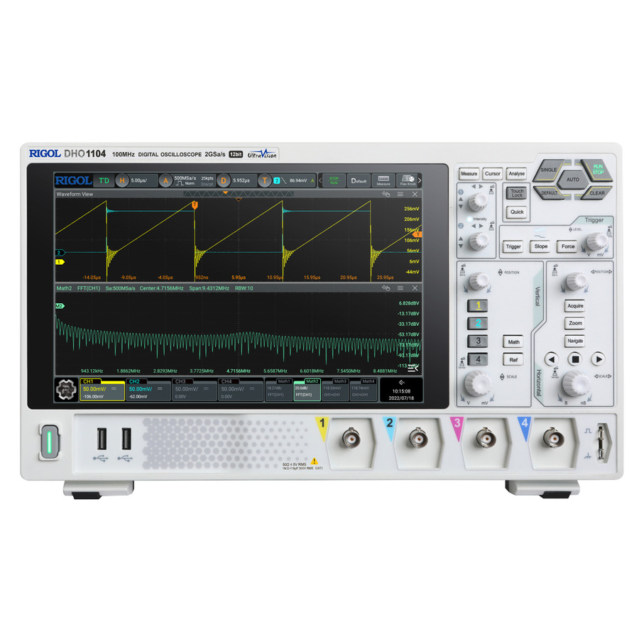 RIGOL DHO1104: 4-Channel Digital Oscilloscope with 100 MHz Bandwidth, 2 GS/s Sample Rate, and 50 Mpts Memory 1 RIGOL DHO1104: 4-Channel Digital Oscilloscope with 100 MHz Bandwidth, 2 GS/s Sample Rate, and 50 Mpts Memory