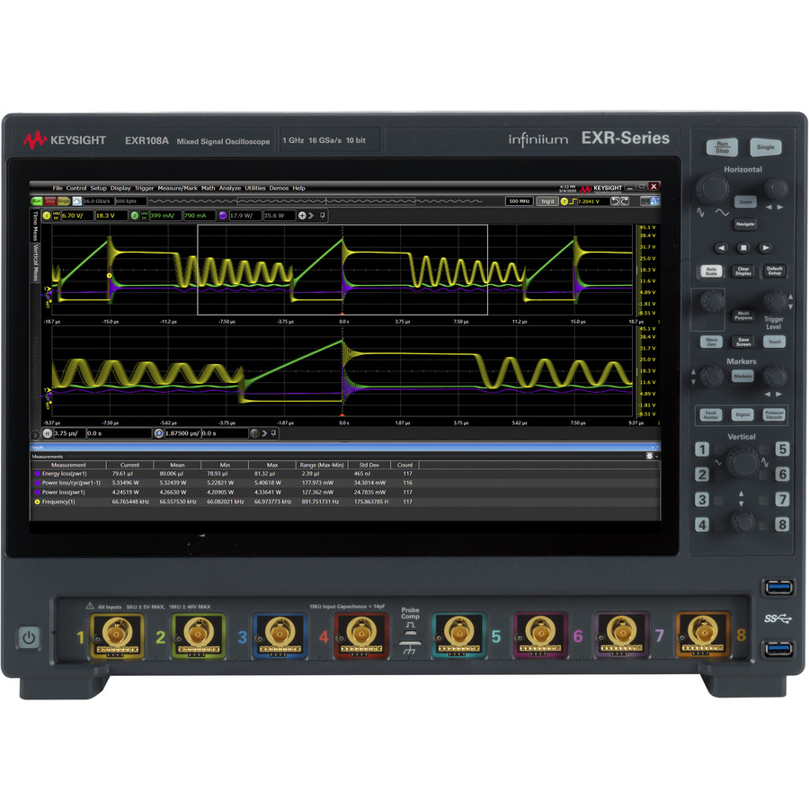 Keysight EXR108A: 8-Channel, 1 GHz, 100 Mpts, 16 GS/s, 10-bit Mixed Signal Oscilloscope 1 Keysight EXR108A: 8-Channel, 1 GHz, 100 Mpts, 16 GS/s, 10-bit Mixed Signal Oscilloscope