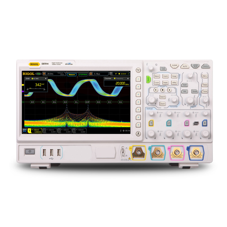 RIGOL DS7014: 4-Channel Digital Oscilloscope with 100 MHz Bandwidth, 10 GS/s Sample Rate, and 100 Mpts Memory 1 RIGOL DS7014: 4-Channel Digital Oscilloscope with 100 MHz Bandwidth, 10 GS/s Sample Rate, and 100 Mpts Memory