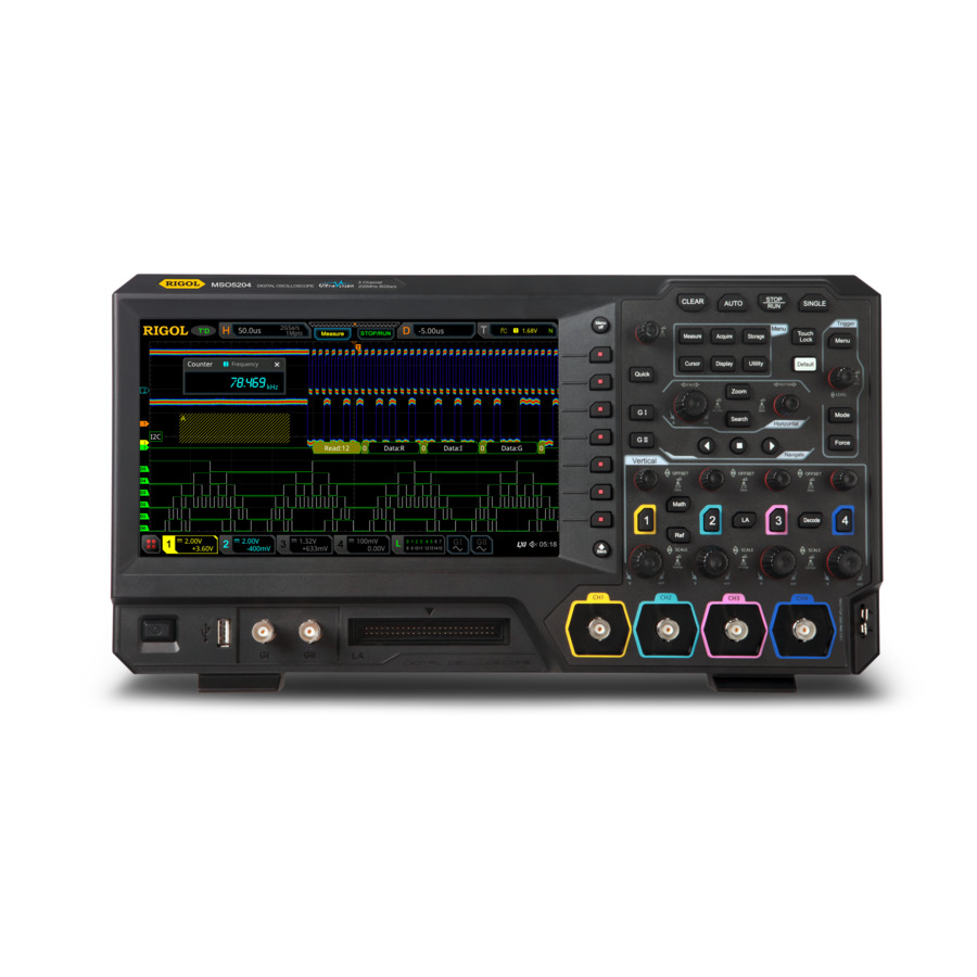 RIGOL MSO5204: 4/16-Channel Mixed Signal Oscilloscope with 200 MHz Bandwidth, 8 GS/s Sample Rate, and 100 Mpts Memory 1 RIGOL MSO5204: 4/16-Channel Mixed Signal Oscilloscope with 200 MHz Bandwidth, 8 GS/s Sample Rate, and 100 Mpts Memory
