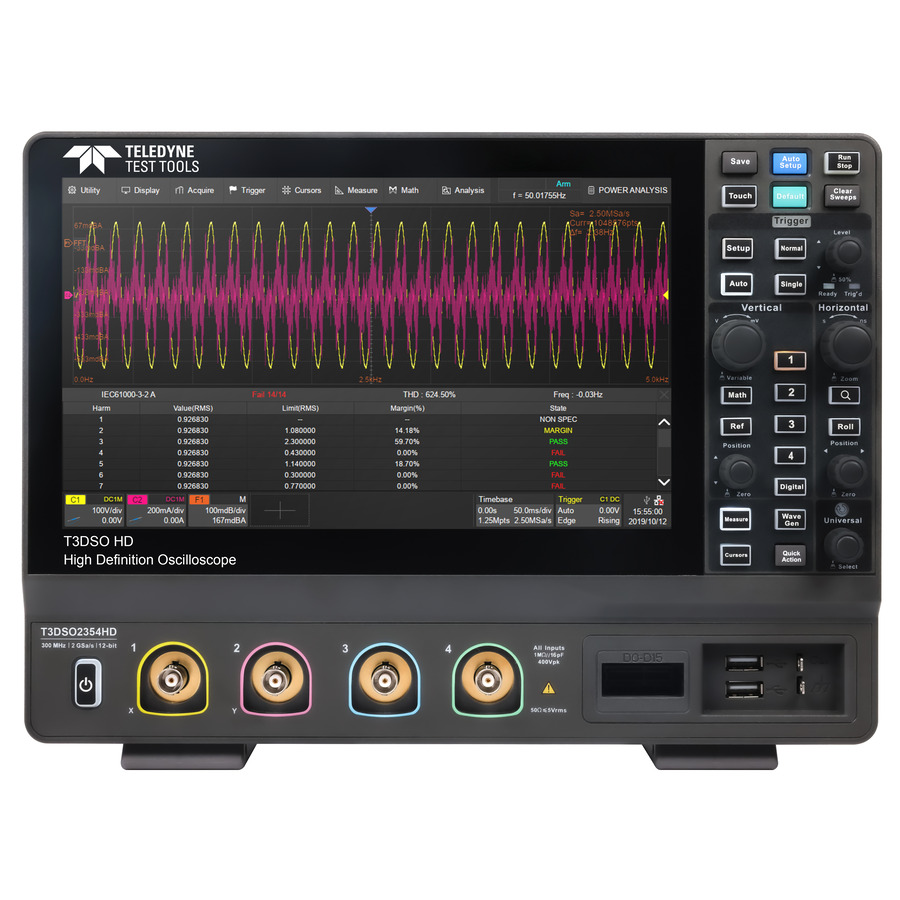 Teledyne LeCroy T3DSO2354HD: 4-Channel, 350MHz Digital Oscilloscope with 2 GS/s and 200 Mpts 1 Teledyne LeCroy T3DSO2354HD: 4-Channel, 350MHz Digital Oscilloscope with 2 GS/s and 200 Mpts